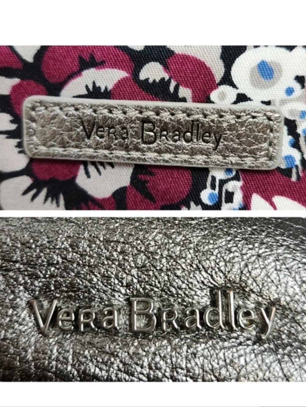 Vera Bradley Women's leather Elena Sycamore Square Crossbody metallic silver - Picture 10 of 16